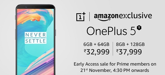 India Desire : Buy OnePlus 5T On Amazon @Rs 32999: Open Sale Now, Specifications & Buy Online